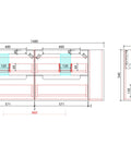 Aulic Curva 1500mm wall hung vanity dimensions diagram