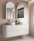 Aulic Curva 1500mm wall hung vanity styled in a bathroom
