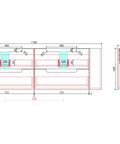 Aulic Curva 1800mm wall hung vanity dimensions diagram