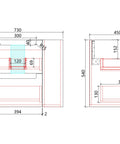 Aulic Curva 750mm wall hung vanity dimensions diagram