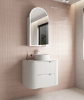 Aulic Curva 750mm wall hung vanity styled in a bathroom