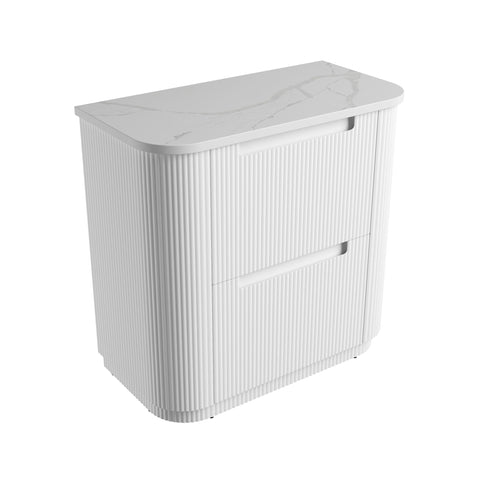 Palis White solid-surface stone top for the Aulic Curva 900mm floor standing vanity
