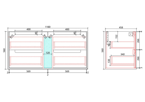 Aulic Flauto 1200mm wall hung vanity dimensions diagram