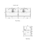 Aulic Flauto 1800mm wall hung vanity dimensions diagram