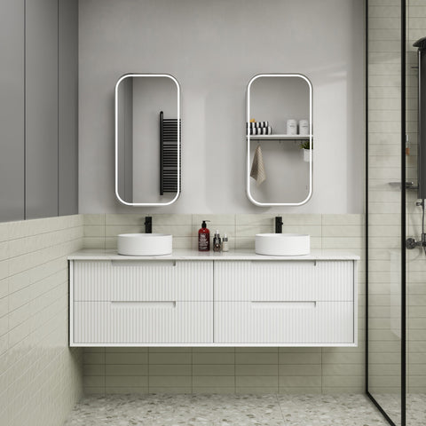 Aulic Flauto 1800mm wall hung vanity shown in a finished bathroom