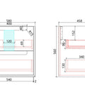 Aulic Flauto 600mm wall hung vanity dimensions diagram