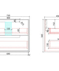 Aulic Flauto 750mm wall hung vanity dimensions diagram