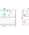 Aulic Flauto 900mm wall hung vanity dimensions diagram