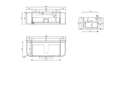 Aulic Hamilton 1200mm wall hung vanity dimensions diagram