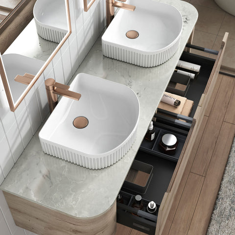 Aulic Hamilton 1500mm wall hung vanity shown in a finished bathroom
