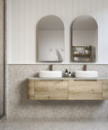 Close-up styling shot of the Aulic Hamilton 1500mm wall hung vanity