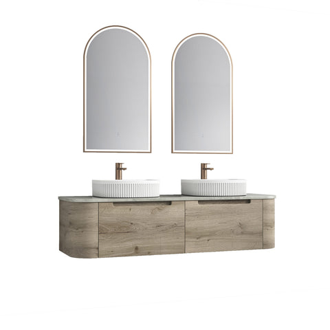 Aulic Hamilton 1500mm wall hung vanity styled in a bathroom