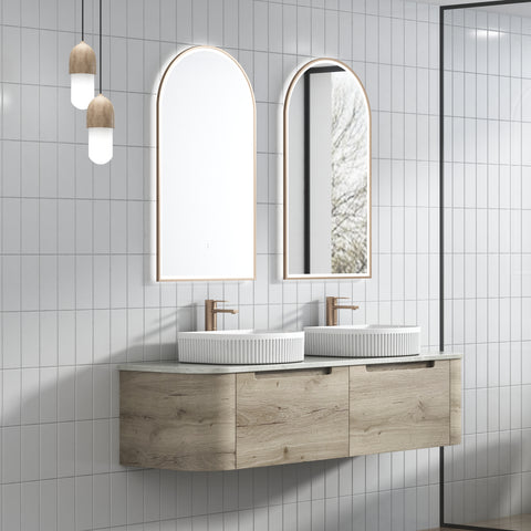 Side view of the Aulic Hamilton 1500mm wall hung vanity showing drawer depth