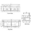 Aulic Hamilton 1800mm wall hung vanity dimensions diagram