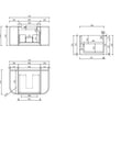 Aulic Hamilton 750mm wall hung vanity dimensions diagram