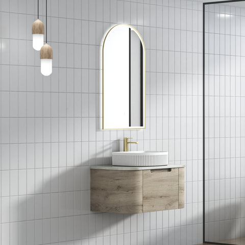 Side view of the Aulic Hamilton 750mm wall hung vanity showing drawer depth