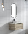 Side view of the Aulic Hamilton 900mm wall hung vanity showing drawer depth
