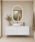 Aulic Leona 1500mm wall hung vanity shown in a finished bathroom