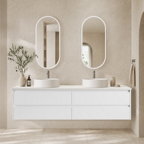 Aulic Leona 1800mm wall hung vanity shown in a finished bathroom