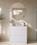 Aulic Leona 750mm floor standing vanity styled in a bathroom