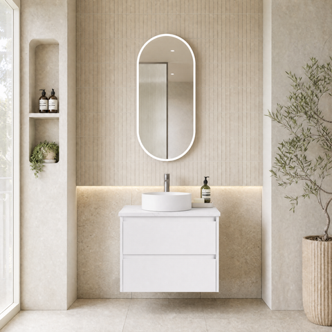 Aulic Leona 750mm wall hung vanity shown in a finished bathroom