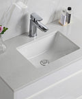 Close-up styling shot of the Aulic Leona 900mm floor standing vanity