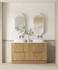 Aulic Lovina 1500mm floor standing vanity styled in a bathroom