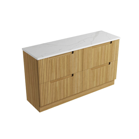 Palis White solid-surface stone top for the Aulic Lovina 1500mm floor standing vanity