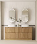 Aulic Lovina 1800mm floor standing vanity styled in a bathroom