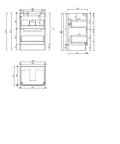 Aulic Lovina 600mm floor standing vanity dimensions diagram