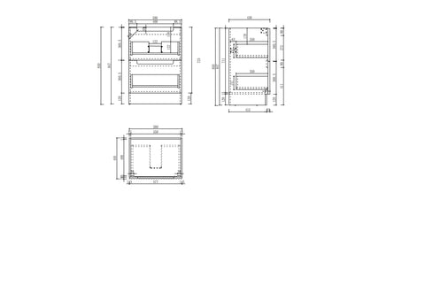 Aulic Lovina 600mm floor standing vanity dimensions diagram