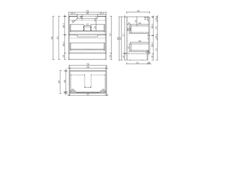 Aulic Lovina 750mm floor standing vanity dimensions diagram