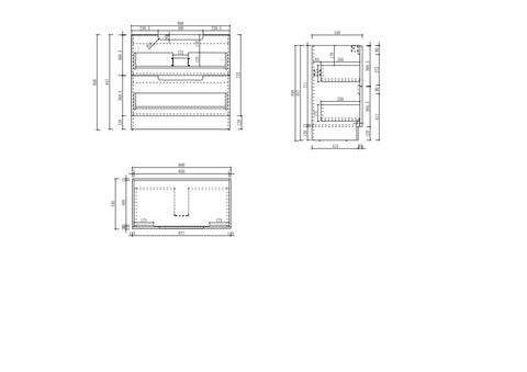 Aulic Lovina 900mm floor standing vanity dimensions diagram