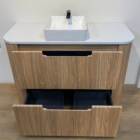 Aulic Lovina 900mm floor standing vanity shown in a finished bathroom