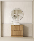 Aulic Lovina 900mm floor standing vanity styled in a bathroom