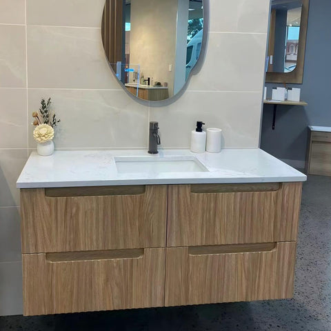 Aulic Lovina Tier 1200mm wall hung vanity shown in a finished bathroom