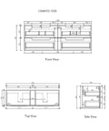 Aulic Lovina Tier 1500mm wall hung vanity dimensions diagram