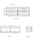 Aulic Lovina Tier 1800mm wall hung vanity dimensions diagram