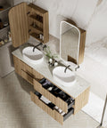 Close-up styling shot of the Aulic Lovina Tier 1800mm wall hung vanity