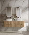 Aulic Lovina Tier 1800mm wall hung vanity styled in a bathroom