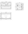 Aulic Lovina Tier 900mm wall hung vanity dimensions diagram