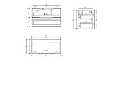 Aulic Lovina Tier 900mm wall hung vanity dimensions diagram