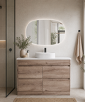 Close-up styling shot of the Aulic Max 1200mm floor standing vanity