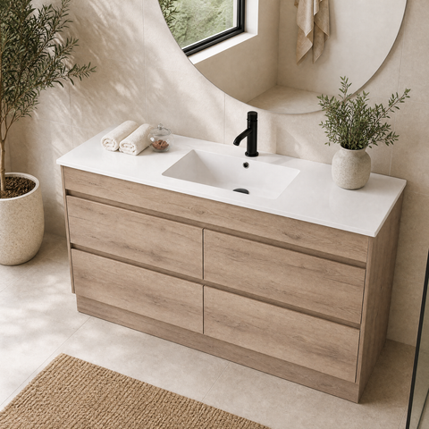 Aulic Max 750mm floor standing vanity shown in a finished bathroom