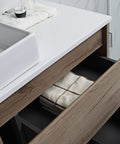 Close-up styling shot of the Aulic Max 750mm wall hung vanity