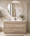 Aulic Max 900mm floor standing vanity styled in a bathroom