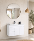 Aulic Maya 600mm wall hung vanity styled in a bathroom