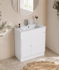 Aulic Maya 750mm floor standing vanity shown in a finished bathroom