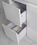Aulic Maya 900mm floor standing vanity styled in a bathroom