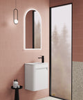 Aulic Mini Hartelle 470mm wall hung vanity in a bathroom setting